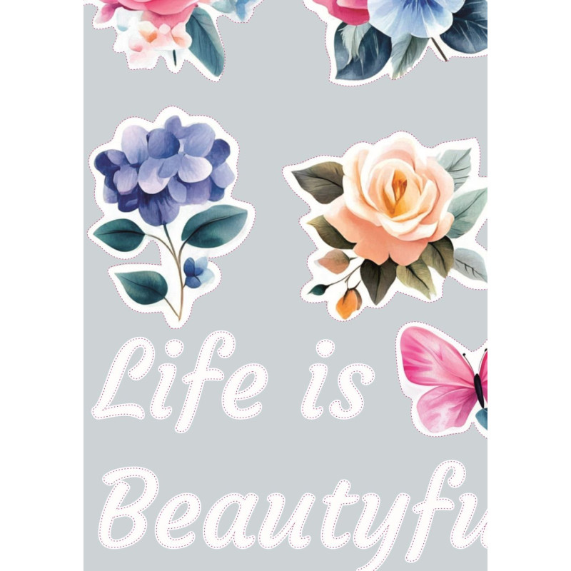 Inspirációs virágos kerékpár matrica - Life is beautyfull 14 db-os