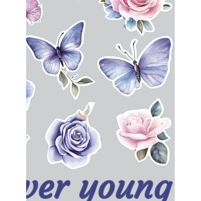 Inspirációs virágos kerékpár matrica - Forever Young 16 db-os