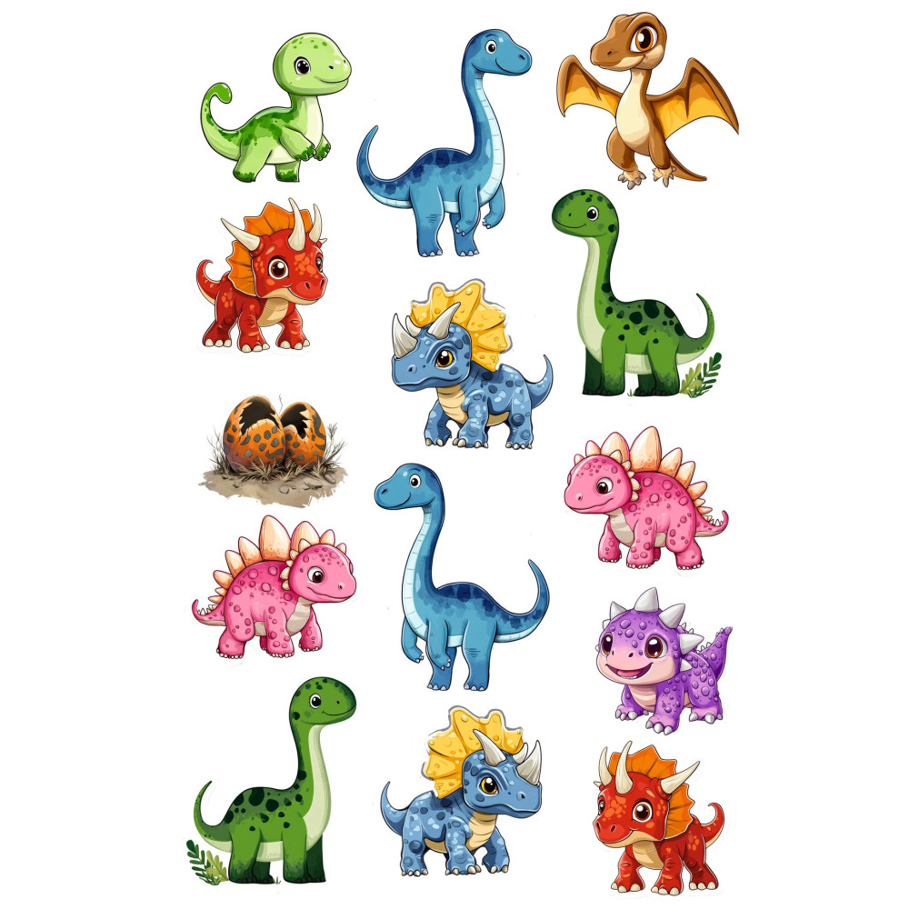 Dínoszauruszos gyerek kerékpár matrica - 14 db-os