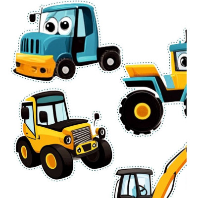 Munkagépek gyerek bicikli matrica - 13 db-os