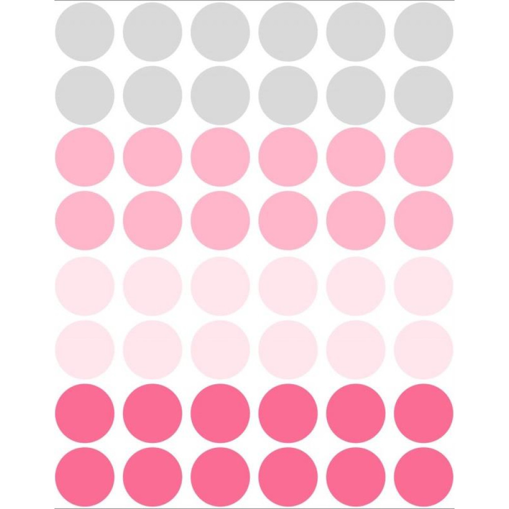 Pink kerek kerékpár matrica, pöttyök - 48 db-os