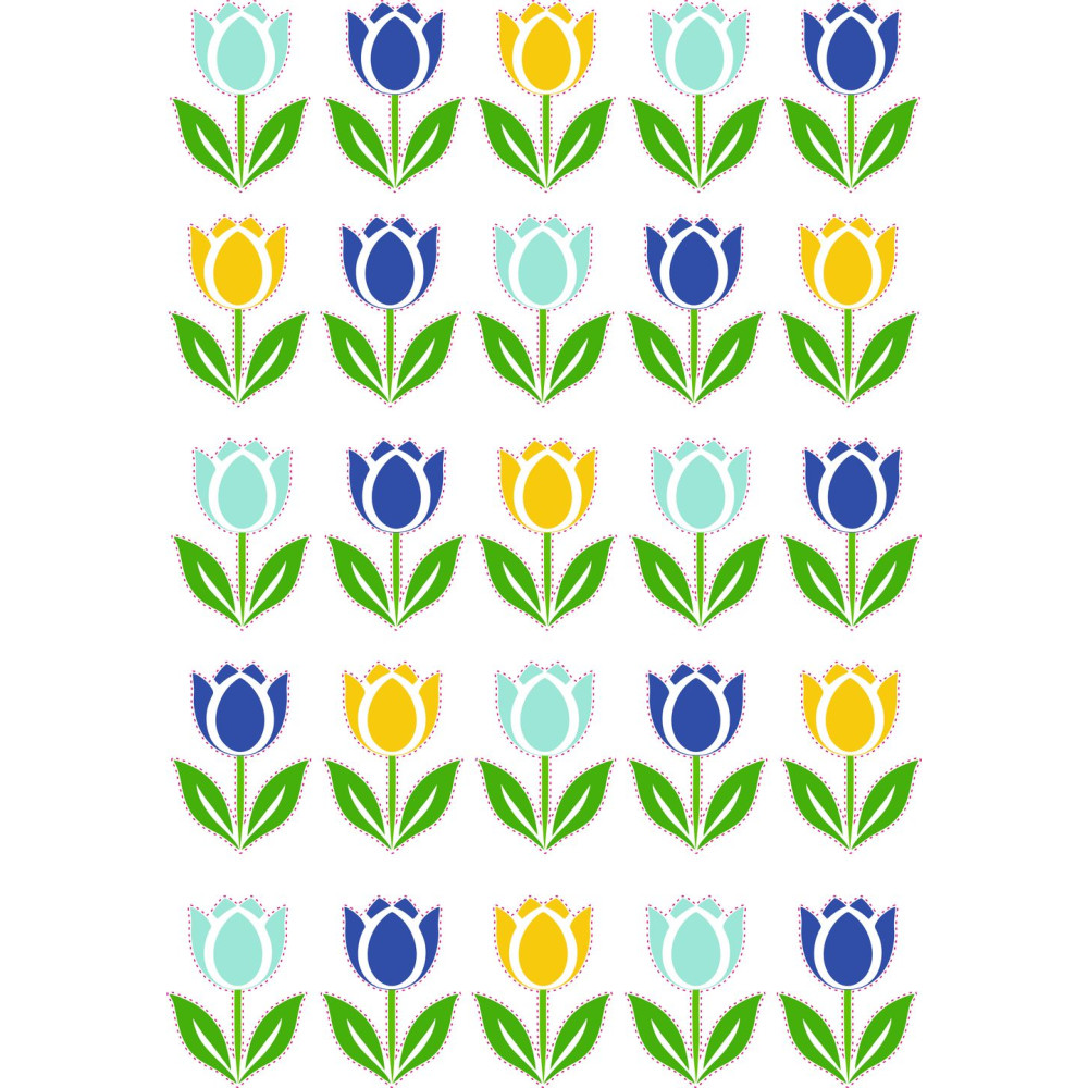 Tulipános bicikli matrica, kék, sárga, türkiz - 25 db-os Tulipános bicikli matrica, kék, sárga, türkiz - 25 db-os