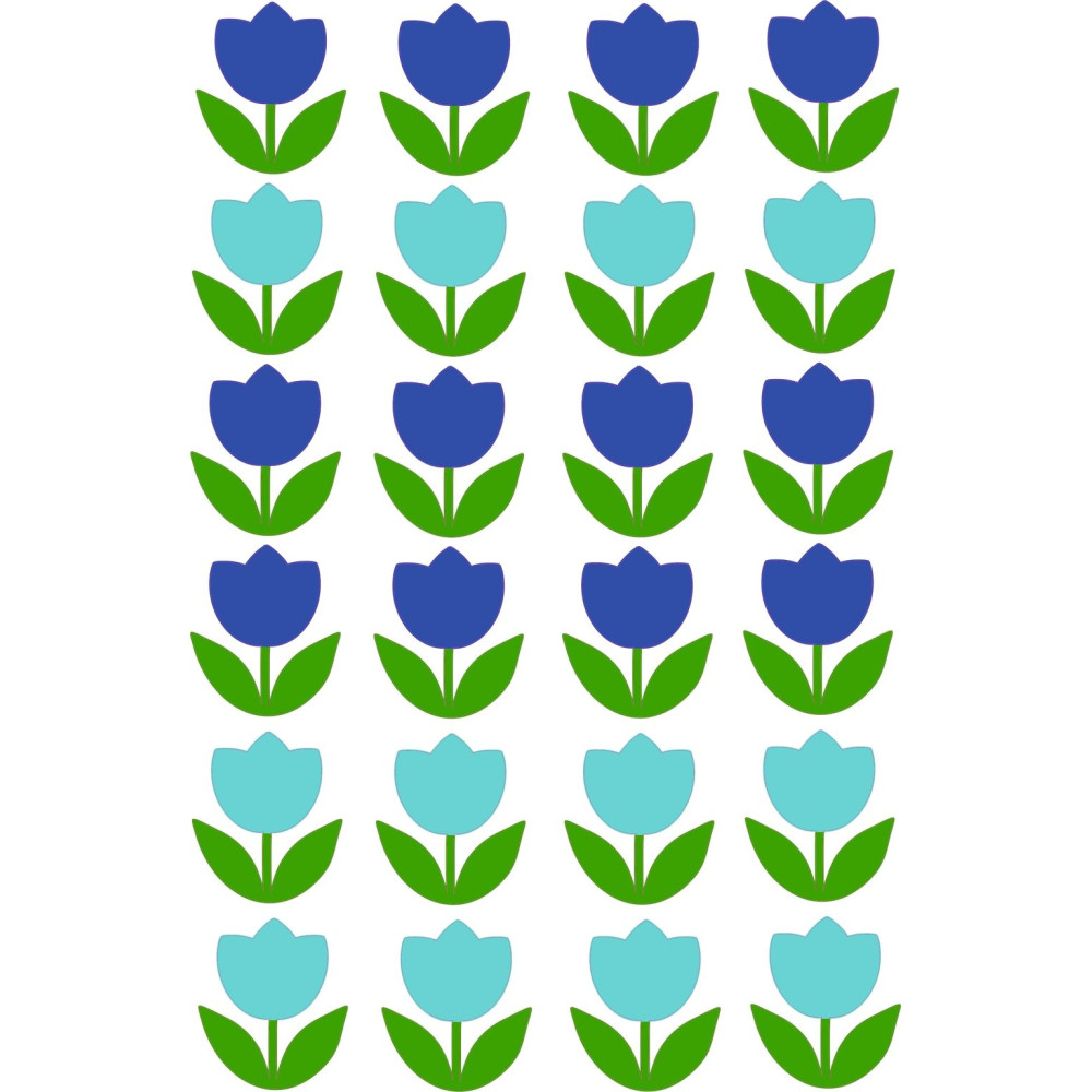 Tulipános kerékpár matrica, kék, világoskék - 24 db-os