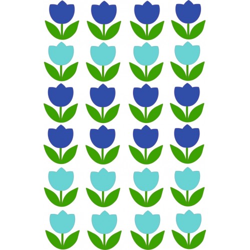 Tulipános kerékpár matrica, kék, világoskék - 24 db-os Tulipános kerékpár matrica, kék, világoskék - 24 db-os