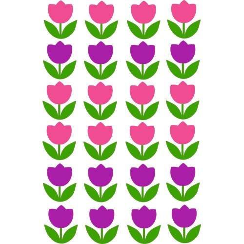 Tulipános kerékpár matrica, pink, lila - 24 db-os Tulipános kerékpár matrica, pink, lila - 24 db-os