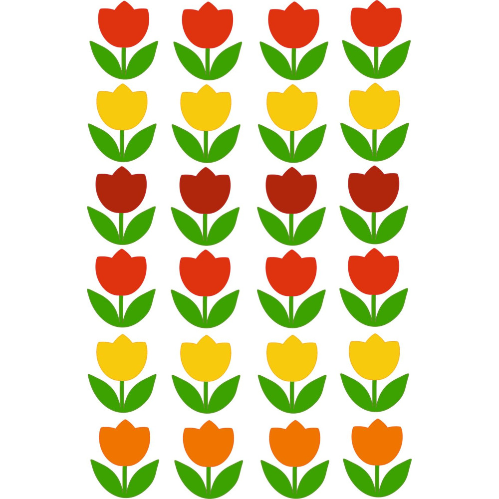 Tulipános kerékpár matrica, piros, sárga, narancs - 24 db-os
