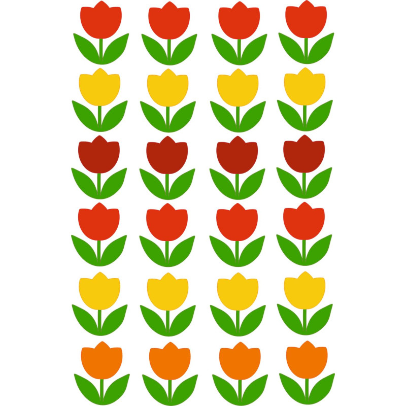 Tulipános kerékpár matrica, piros, sárga, narancs - 24 db-os