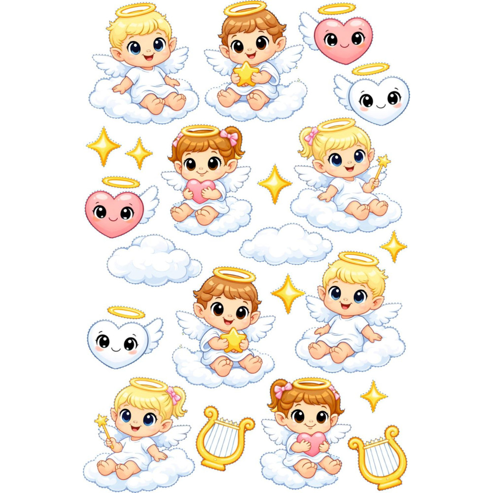 Angyalkás gyerek kerékpár matrica - 20 db-os