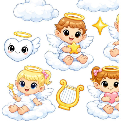 Angyalkás gyerek kerékpár matrica - 20 db-os