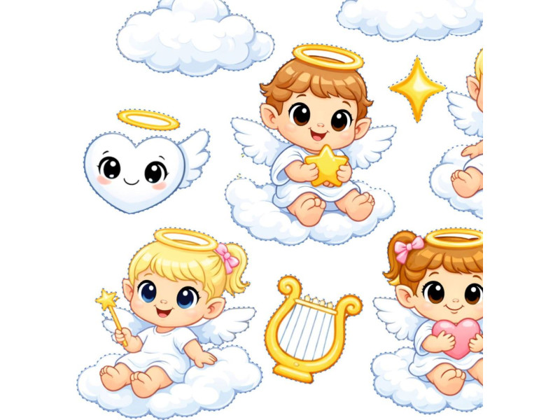 Angyalkás gyerek kerékpár matrica - 20 db-os