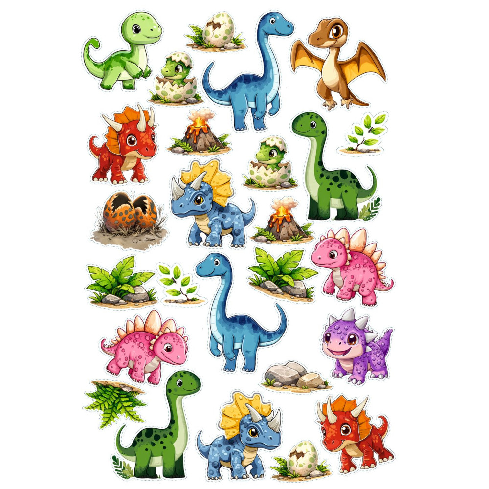 Dínoszauruszos gyerek kerékpár matrica - 26 db-os