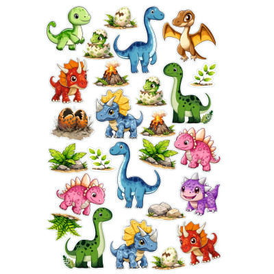 Dínoszauruszos gyerek kerékpár matrica - 26 db-os