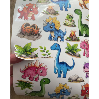 Dínoszauruszos gyerek kerékpár matrica - 26 db-os