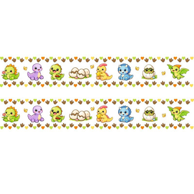 Dinoszauruszos gyerek kerékpár váz matrica csík, egyben lehúzható  - 4 db