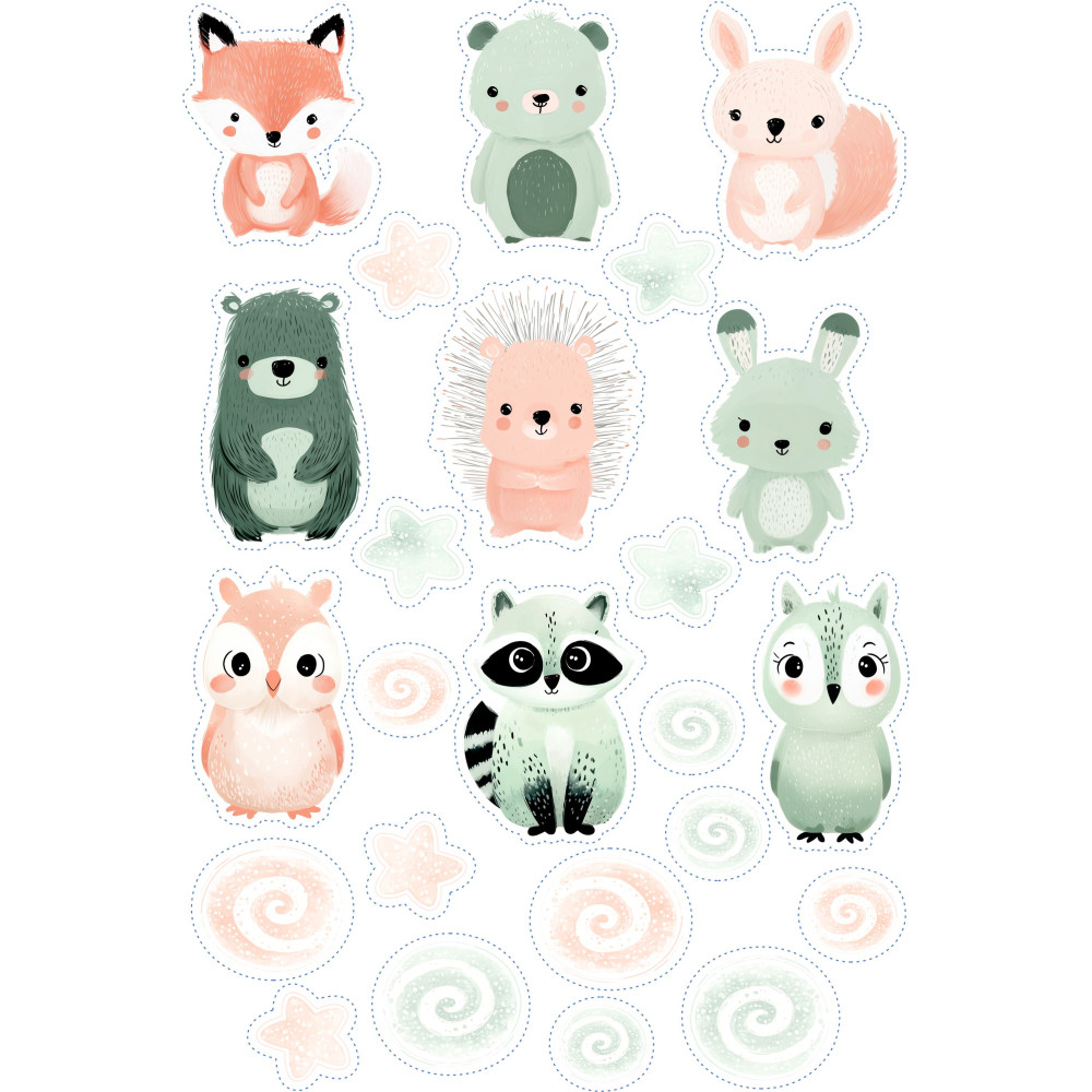 Erdei állatos gyerek kerékpár matrica - 24 db-os