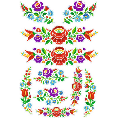 Kalocsai folklór mintáskerékpár matrica - 10 db-os