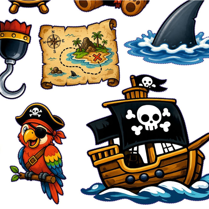 Kalózos gyerek bicikli matrica szett - 20 db-os