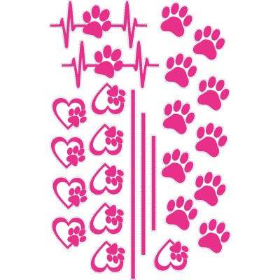 Kutya lábnyom kislány bicikli matrica, pink