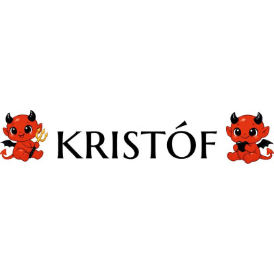 Névre szóló bicikli matrica, ördögös, piros - 2 db (1 pár)