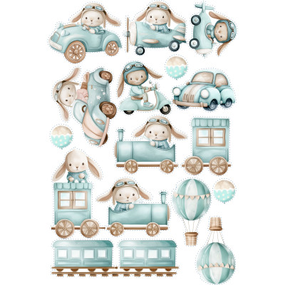 Kisfiús járműves gyerek bicikli matrica - 14 db-os