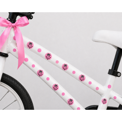 Katica pink pöttyös gyerek bicikli matrica - 32 db-os