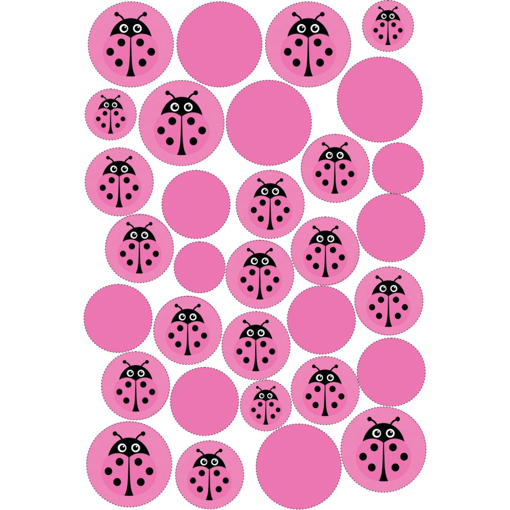 Katica pink pöttyös gyerek bicikli matrica - 32 db-os