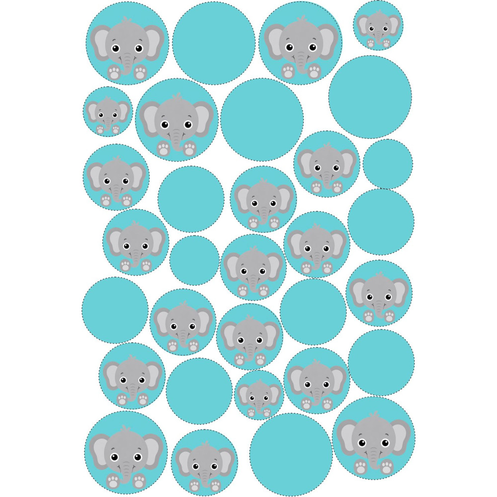 Elefántos kék, pöttyös gyerek bicikli matrica - 32 db-os