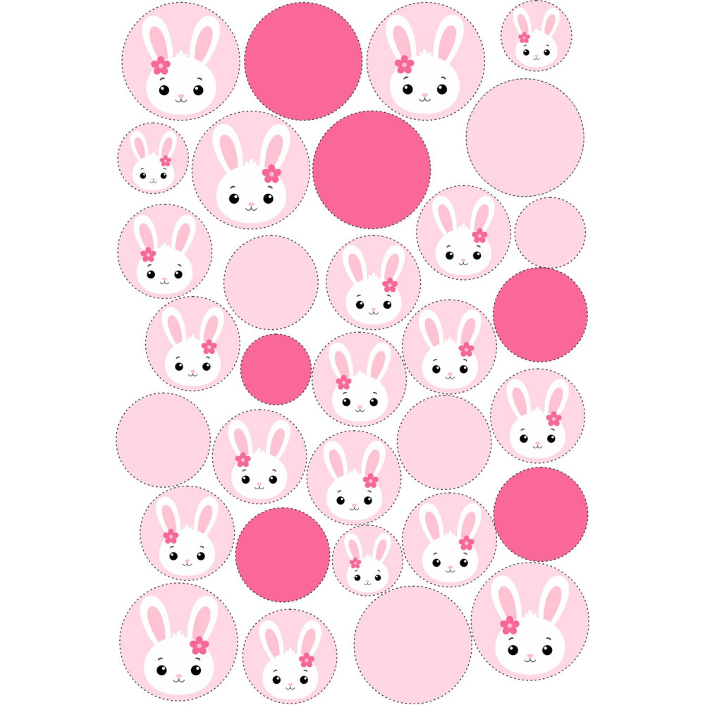 Nyuszis pöttyös gyerek bicikli matrica - 32 db-os