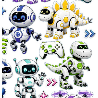 Robotos gyerek bicikli matrica szett - 49 db-os