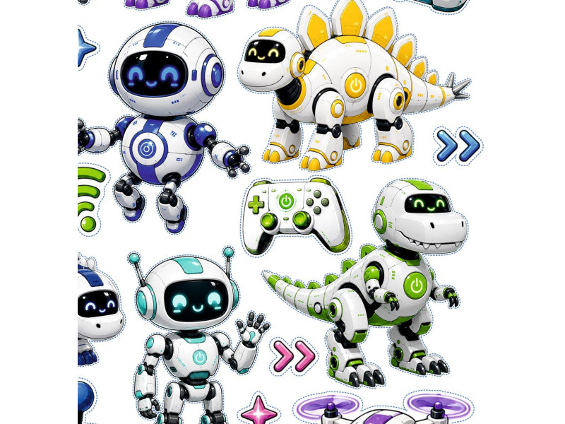 Robotos gyerek bicikli matrica szett - 49 db-os