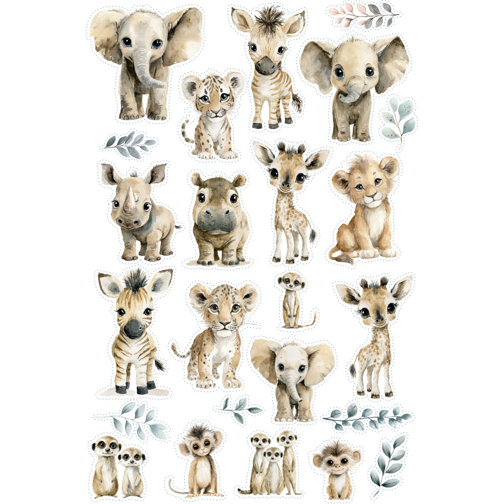 Szafari állatos gyerek kerékpár matrica - 24 db-os