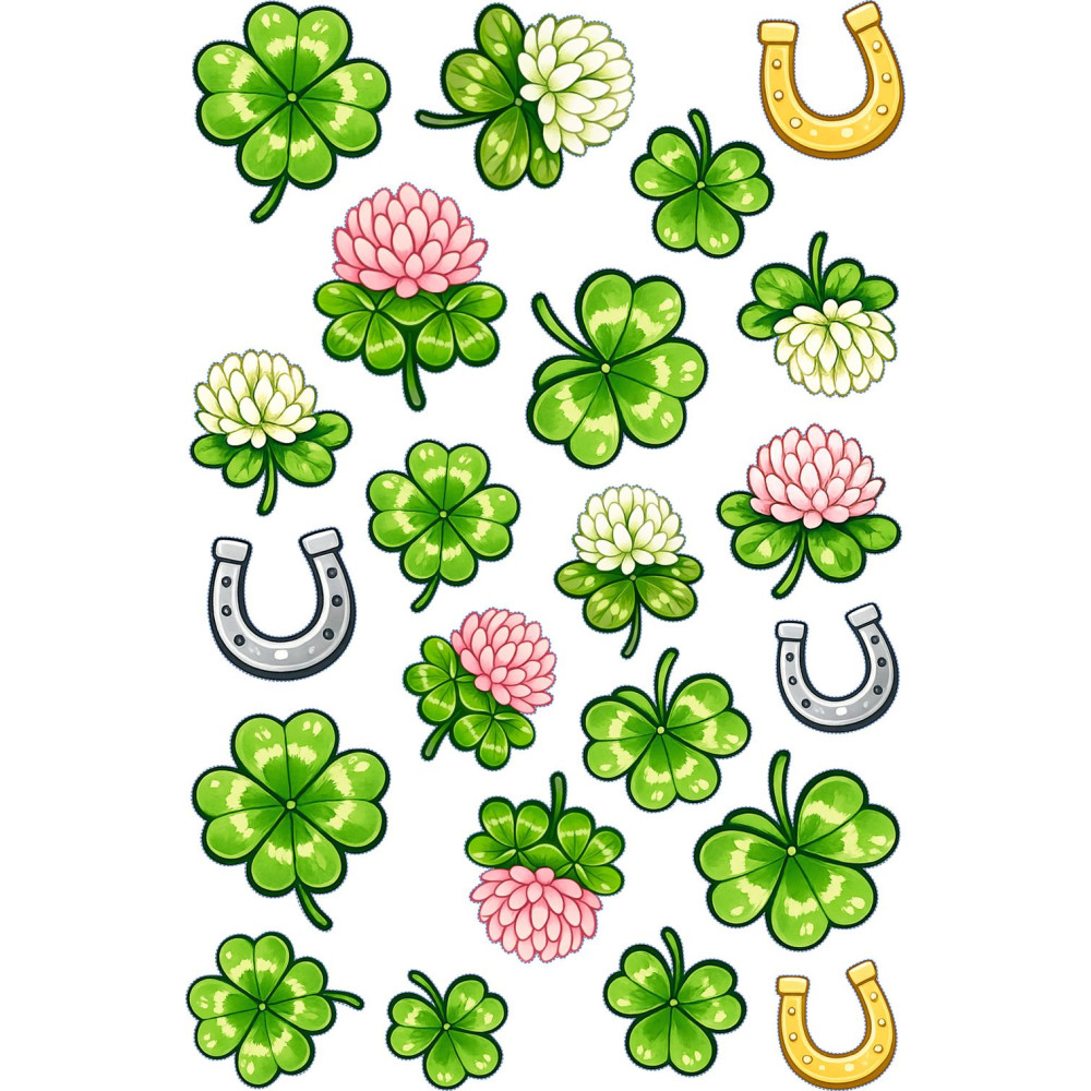 Szerencse Négylevelű Lóhere virágos kerékpár matrica - 22 db-os