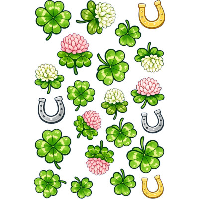 Szerencse Négylevelű Lóhere virágos kerékpár matrica - 22 db-os