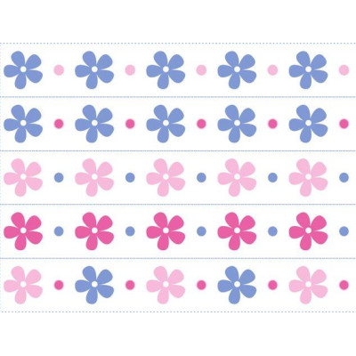 Virágos csíkok kerékpár matrica, liláskék, rózsaszín - 5 db-os szett