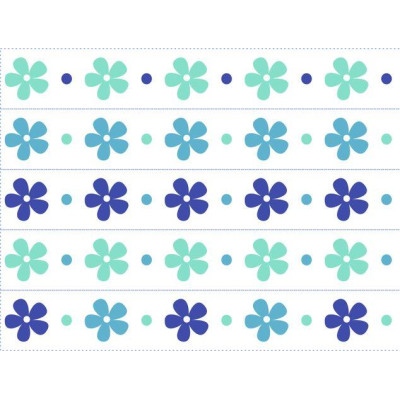 Virág mintás kerékpár matrica csíkok, menta, kék, türkiz - 5 db-os szett
