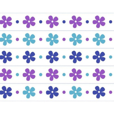 Virág mintás kerékpár matrica csíkok, kék, lila - 5 db-os szett