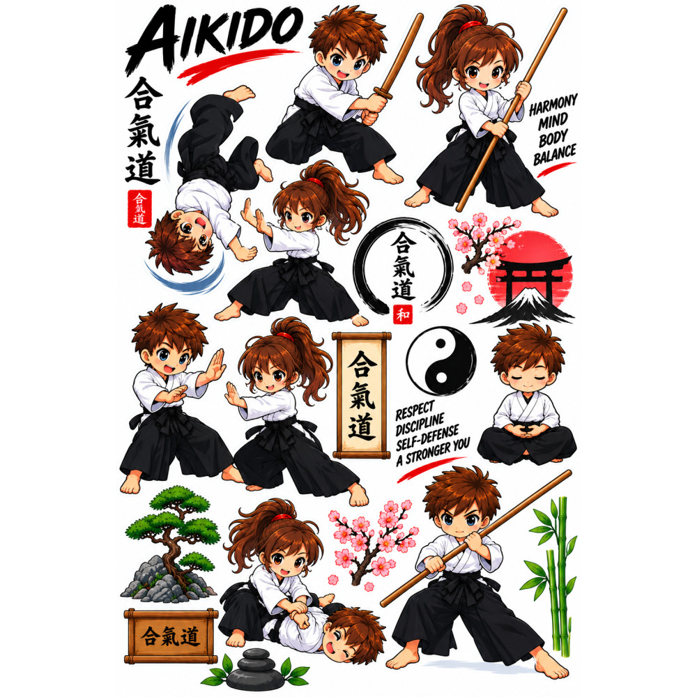 Aikido bicikli matrica gyerekeknek – japán harcművészeti szett