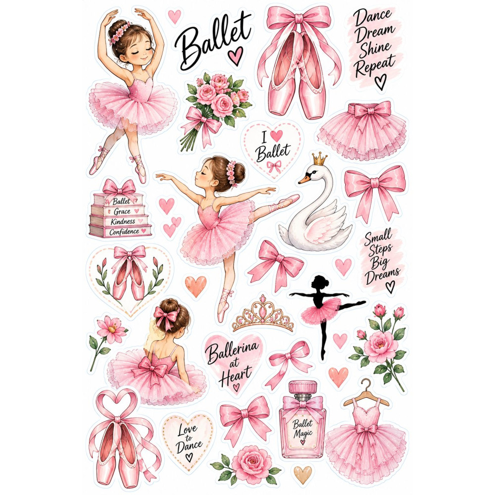 Balerinás bicikli matrica szett – pink balett és tánc