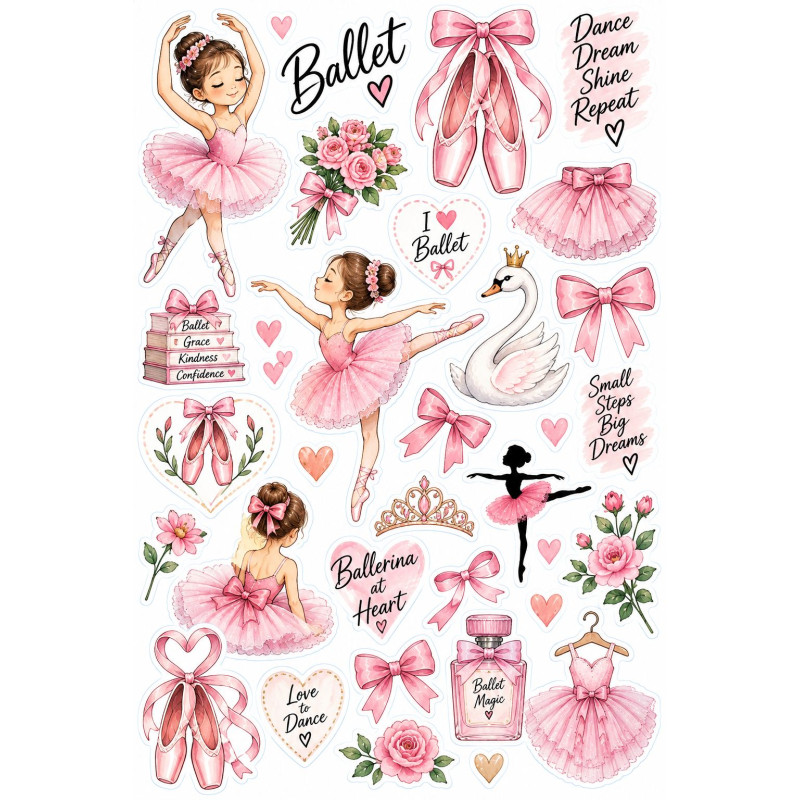 Balerinás bicikli matrica szett – pink balett és tánc