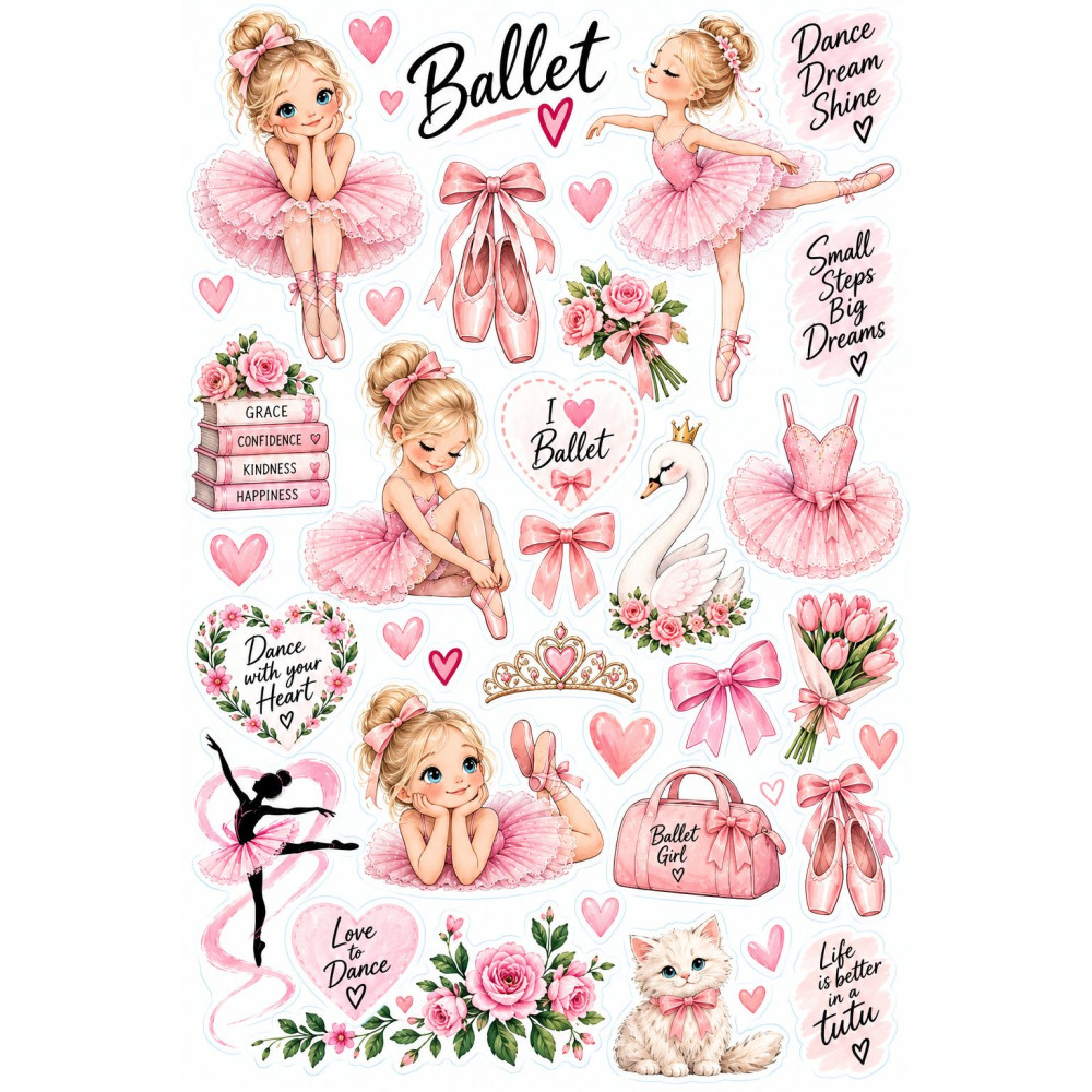 Balerinás kerékpár matrica szett – pink Ballet Girl