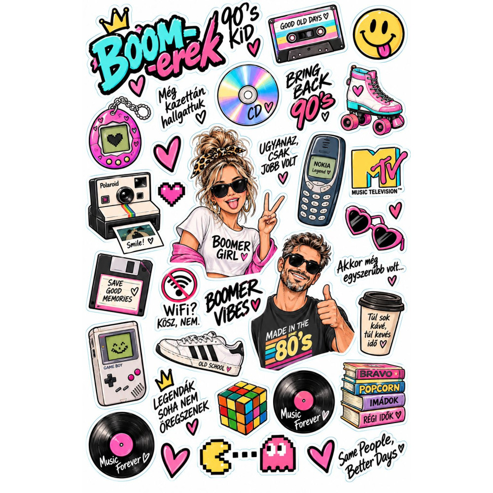 Boomer 90-es évek bicikli matrica szett – retro nosztalgia