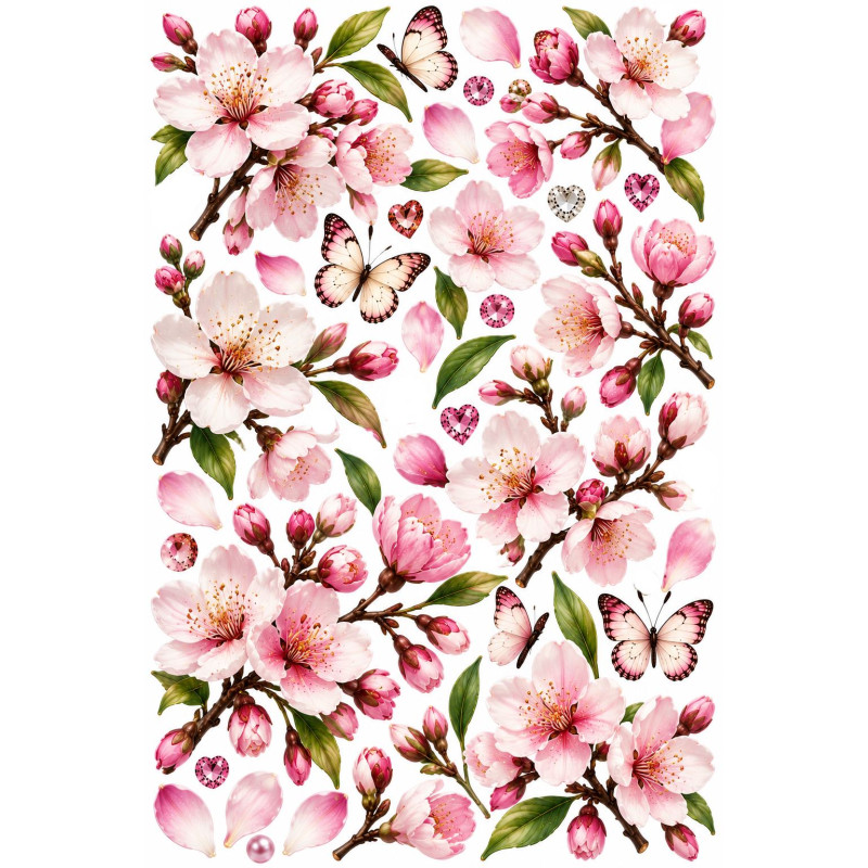 Cseresznyevirágos kerékpár matrica szett – rózsaszín sakura