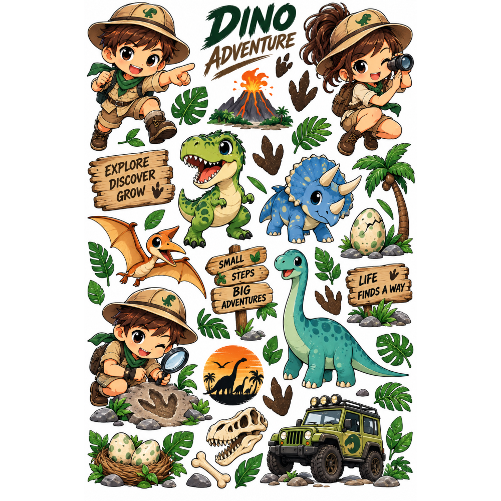 Dinoszauruszos kerékpár matrica szett – Dino Adventure Dinoszauruszos kerékpár matrica szett – Dino Adventure