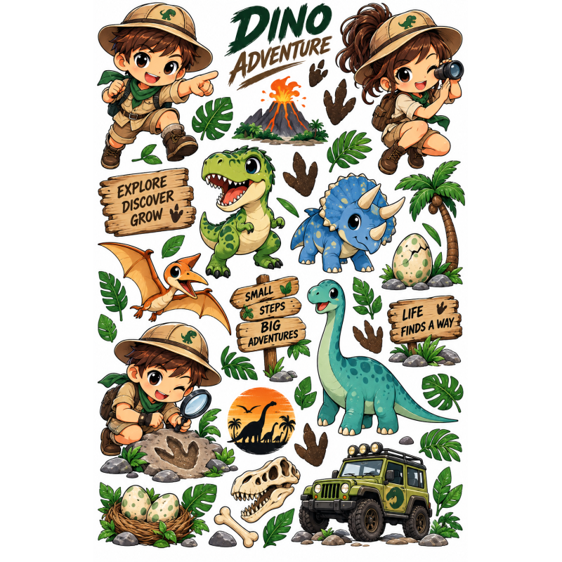 Dinoszauruszos kerékpár matrica szett – Dino Adventure