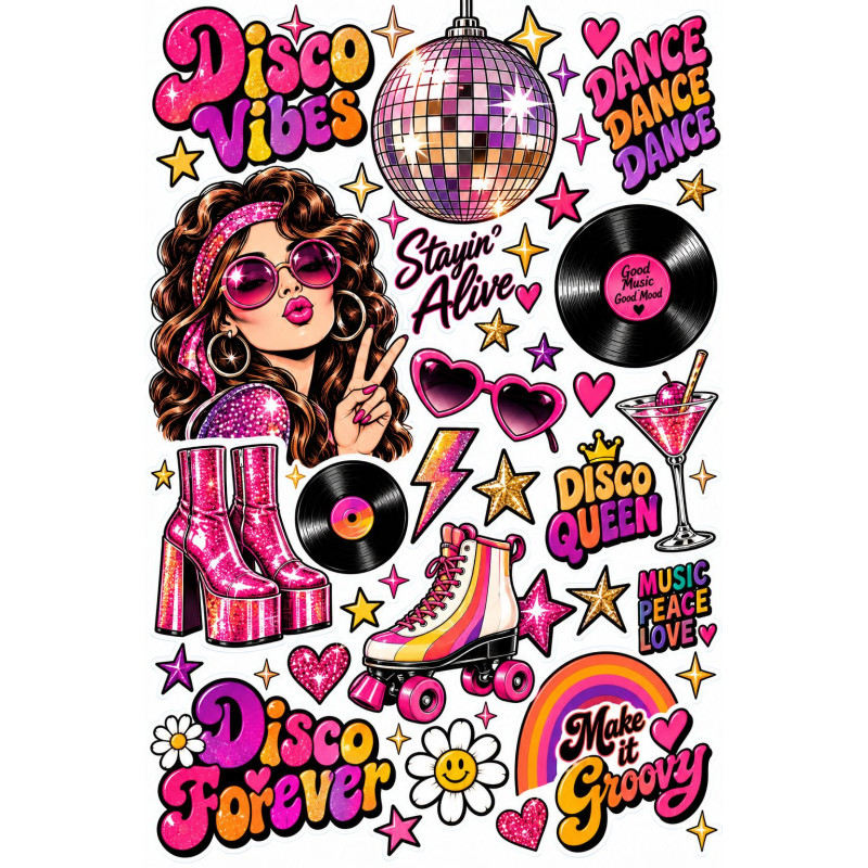 Disco retro bicikli matrica szett – 70-es évek hangulata