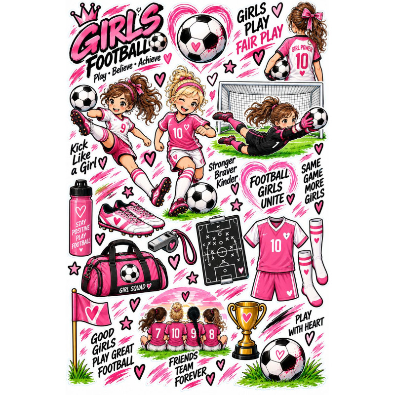 Focis lány kerékpár matrica szett – pink Girls Football