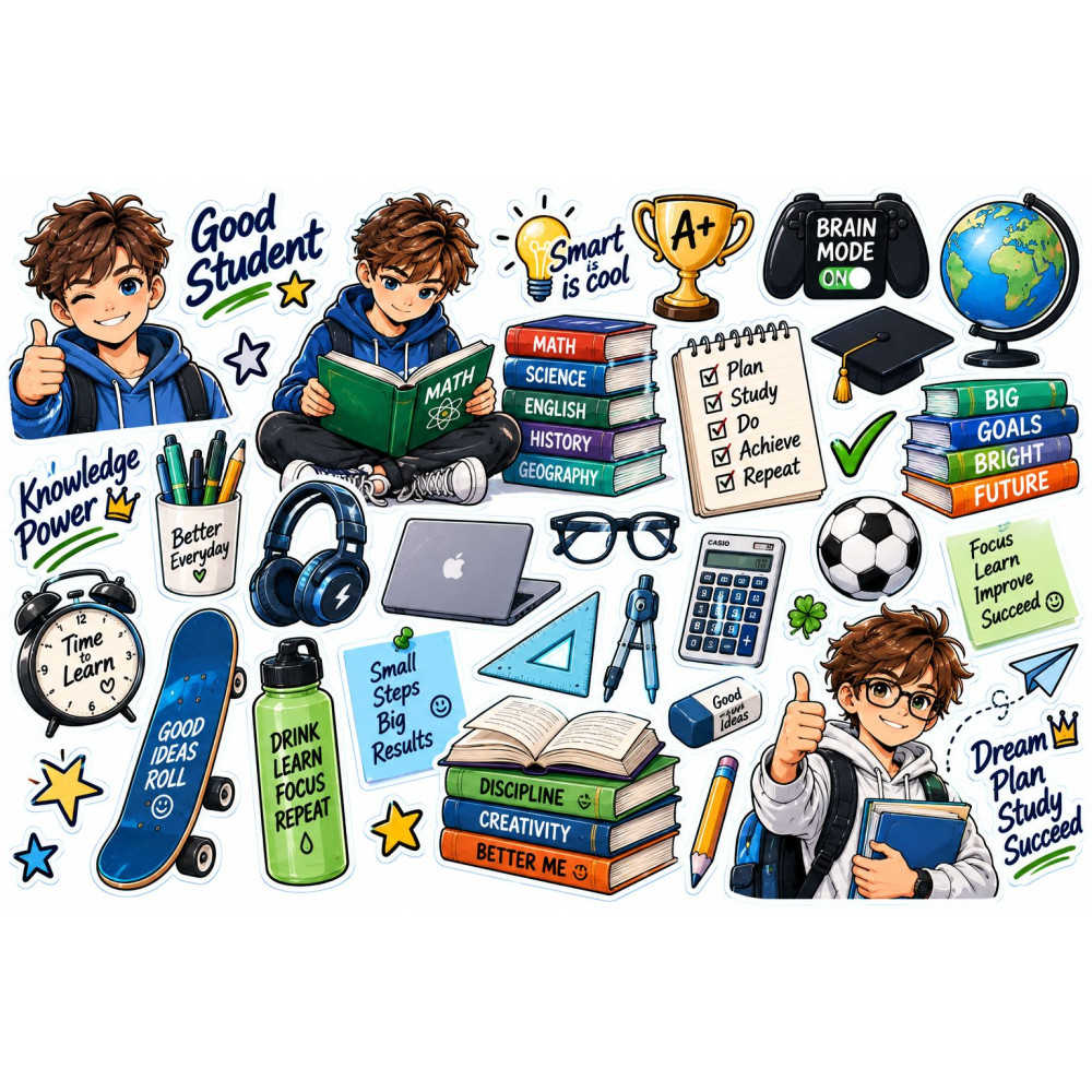 Good Student kerékpár matrica szett – okos iskolás fiú