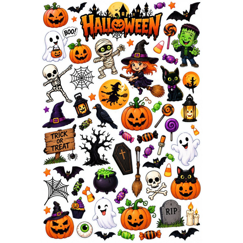 Halloween kerékpár matrica szett – 60 db bicikli matrica