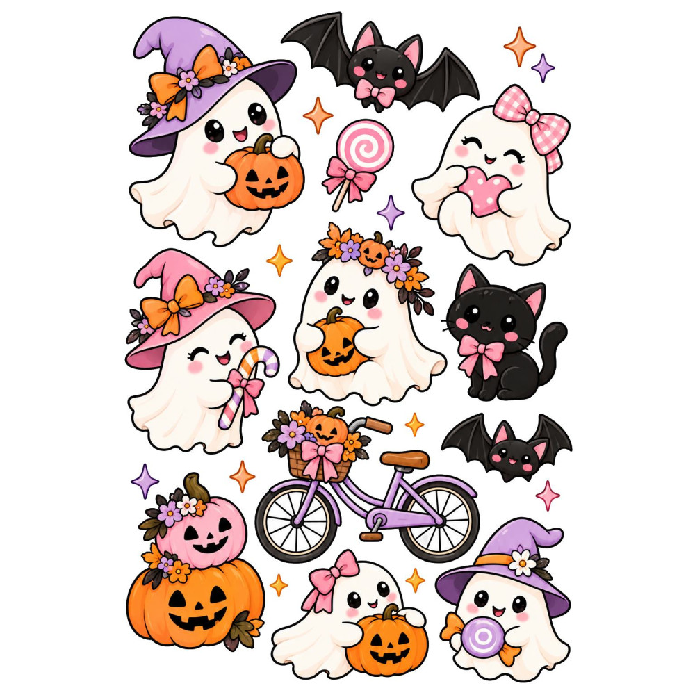 Halloweenes szellemes bicikli matrica szett