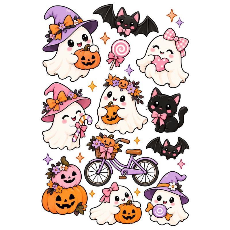 Halloweenes szellemes bicikli matrica szett